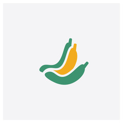 Wall Mural - Banana concept 2 colored icon. Isolated orange and green Banana vector symbol design. Can be used for web and mobile UI/UX