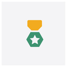 Medal Concept 2 Colored Icon. Isolated Orange And Green Medal Vector Symbol Design. Can Be Used For Web And Mobile UI/UX