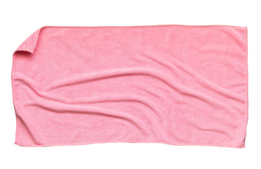 Pink beach towel isolated white background