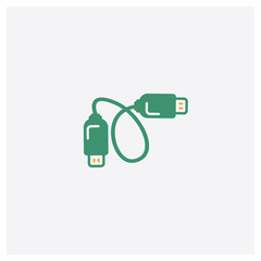 Canvas Print - Cable concept 2 colored icon. Isolated orange and green Cable vector symbol design. Can be used for web and mobile UI/UX