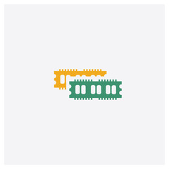 Sticker - Ram concept 2 colored icon. Isolated orange and green Ram vector symbol design. Can be used for web and mobile UI/UX