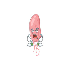 Sticker - Vibrio cholerae cartoon character design with mad face