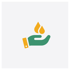 Save water concept 2 colored icon. Isolated orange and green Save water vector symbol design. Can be used for web and mobile UI/UX