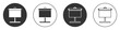 © Kostiantyn - Black Projection screen icon isolated on white background. Business presentation visual content like slides, infographics and video. Circle button. Vector Illustration