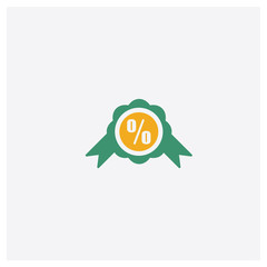 Discount concept 2 colored icon. Isolated orange and green Discount vector symbol design. Can be used for web and mobile UI/UX