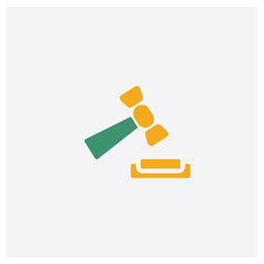 Auction concept 2 colored icon. Isolated orange and green Auction vector symbol design. Can be used for web and mobile UI/UX