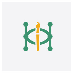 Poster -   concept 2 colored icon. Isolated orange and green   vector symbol design. Can be used for web and mobile UI/UX