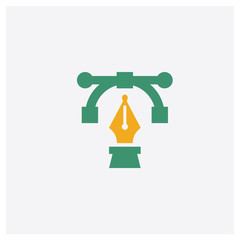 Poster -   concept 2 colored icon. Isolated orange and green   vector symbol design. Can be used for web and mobile UI/UX