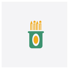 Pencil case concept 2 colored icon. Isolated orange and green Pencil case vector symbol design. Can be used for web and mobile UI/UX