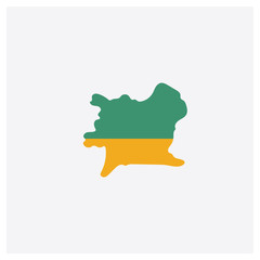 Ivory Coast map concept 2 colored icon. Isolated orange and green Ivory Coast map vector symbol design. Can be used for web and mobile UI/UX