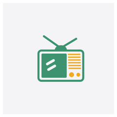 Wall Mural - Television concept 2 colored icon. Isolated orange and green Television vector symbol design. Can be used for web and mobile UI/UX