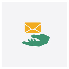 Receiving Email concept 2 colored icon. Isolated orange and green Receiving Email vector symbol design. Can be used for web and mobile UI/UX