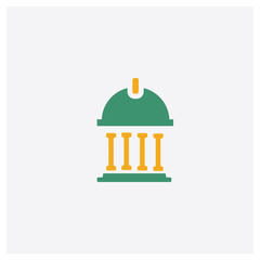 Greece concept 2 colored icon. Isolated orange and green Greece vector symbol design. Can be used for web and mobile UI/UX