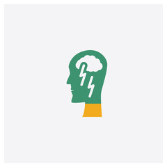 Wall Mural - Brainstorm concept 2 colored icon. Isolated orange and green Brainstorm vector symbol design. Can be used for web and mobile UI/UX