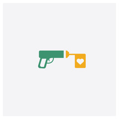 Wall Mural - Gun concept 2 colored icon. Isolated orange and green Gun vector symbol design. Can be used for web and mobile UI/UX