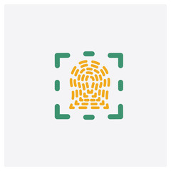 Finger Prints concept 2 colored icon. Isolated orange and green Finger Prints vector symbol design. Can be used for web and mobile UI/UX