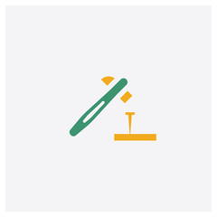 Hammer and Nail concept 2 colored icon. Isolated orange and green Hammer and Nail vector symbol design. Can be used for web and mobile UI/UX