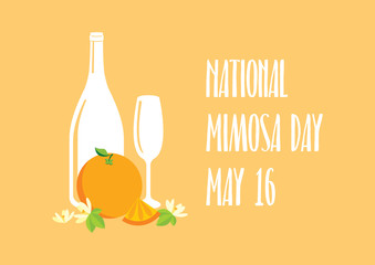 Wall Mural - National Mimosa Day vector. Glasses of champagne with orange icon vector. Mimosa vector illustration. Mixed drink with orange juice. Mimosa Day Poster, May 16. Important day