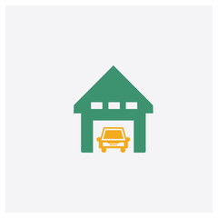 Garage concept 2 colored icon. Isolated orange and green Garage vector symbol design. Can be used for web and mobile UI/UX