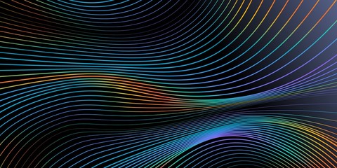 Wall Mural - Abstract simple background rainbow line on black gradient backdrop