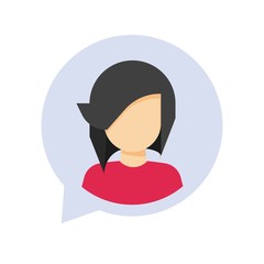 Wall Mural - Live chat icon vector or online person typing message symbol flat cartoon, idea of chatting woman balloon or girl speak pictogram isolated