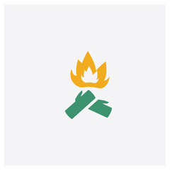 Woods On Fire concept 2 colored icon. Isolated orange and green Woods On Fire vector symbol design. Can be used for web and mobile UI/UX