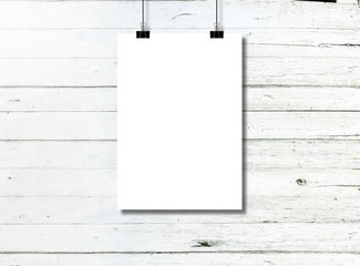 Wall Mural - white poster on concrete wall. or blank paper labels on the cement wall.information promoting ideas 