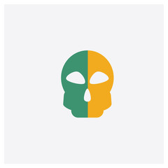 Skull concept 2 colored icon. Isolated orange and green Skull vector symbol design. Can be used for web and mobile UI/UX