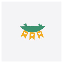 Garland Concept 2 Colored Icon. Isolated Orange And Green Garland Vector Symbol Design. Can Be Used For Web And Mobile UI/UX