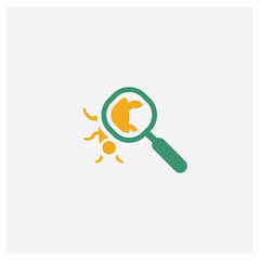 Search for Virus concept 2 colored icon. Isolated orange and green Search for Virus vector symbol design. Can be used for web and mobile UI/UX