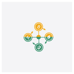 Network concept 2 colored icon. Isolated orange and green Network vector symbol design. Can be used for web and mobile UI/UX