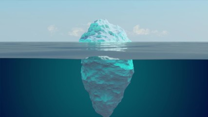 3d tip of the iceberg animation with underwater reveal