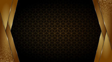 Black And Gold Background Abstract Geometric Shapes Luxury Design Wallpaper.Realistic Layer Elegant Futuristic Glossy Light.Cover Layout Template.