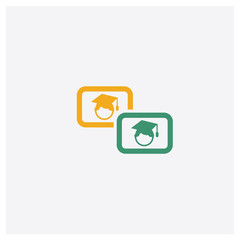 Pictures concept 2 colored icon. Isolated orange and green Pictures vector symbol design. Can be used for web and mobile UI/UX