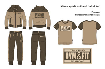 Wall Mural - man sport suit and t-shirt set gymfit template brown