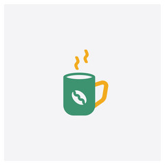 Wall Mural - Coffee cup concept 2 colored icon. Isolated orange and green Coffee cup vector symbol design. Can be used for web and mobile UI/UX