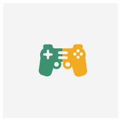 Sticker - Gamepad concept 2 colored icon. Isolated orange and green Gamepad vector symbol design. Can be used for web and mobile UI/UX