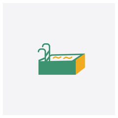 Swimming pool concept 2 colored icon. Isolated orange and green Swimming pool vector symbol design. Can be used for web and mobile UI/UX