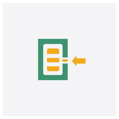 Check in concept 2 colored icon. Isolated orange and green Check in vector symbol design. Can be used for web and mobile UI/UX