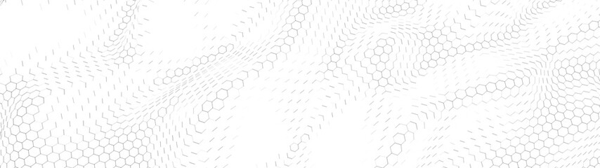Poster - Abstract dynamic wave. Hexagon wave of gradient lines. Big data. Digital background. Futuristic vector illustration.
