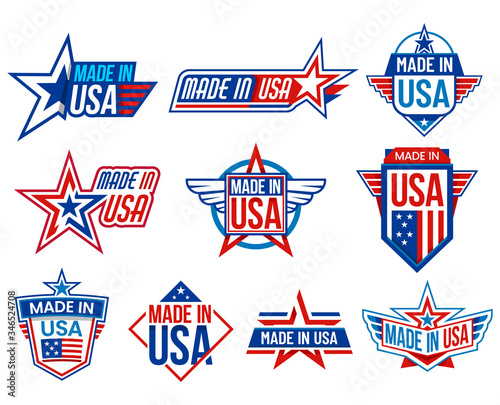 Photographie Made in USA labels, quality warranty certificate