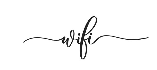 Wifi -  typography lettering quote, brush calligraphy banner with  thin line.