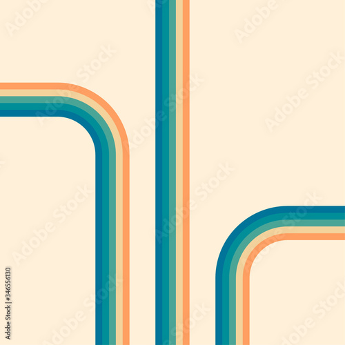 70s, 1970 abstract vector stock retro lines background Tableau sur Toile