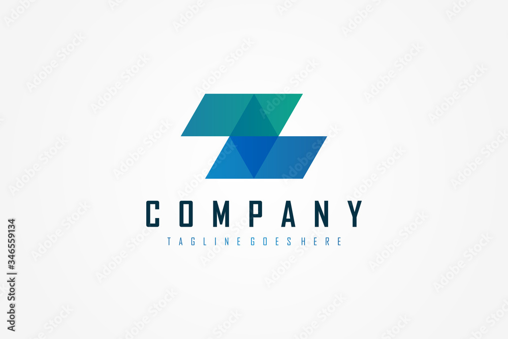 Abstract Initial Letter Z Logo. Blue Green Gradient Geometric Origami ...