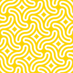 Poster - Vector yellow geometric pattern. Seamless braided linear pattern.