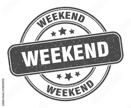Fotomural weekend stamp. weekend label. round grunge sign