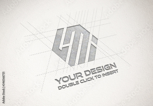 Download Debossed Metallic Logo Mockup On Textured Paper Stock Template Adobe Stock