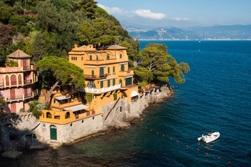 View from the mountain to Portofino and the sea