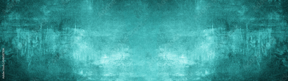 Abstract dark aquamarine turquoise concrete stone paper texture background banner, trend color 2020
 - obrazy, fototapety, plakaty 
