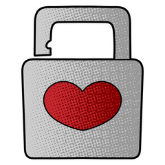 Poster - padlock of love vector design. digital hand drawn. comic style